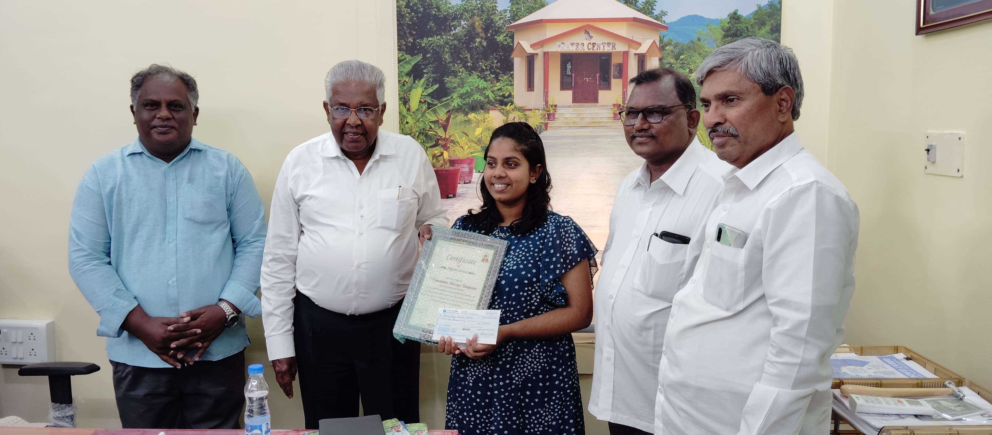 Award for missionary kids who scored above 90 percentage in govt. exam