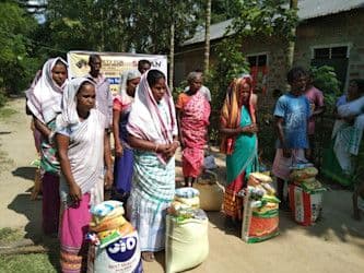 Free ration and rice in the relief camp in Lalkura